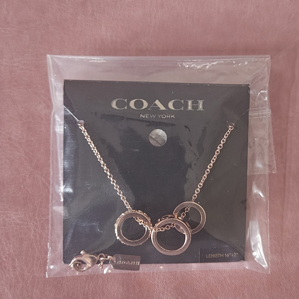 New Coach Signature Rondell Necklace Rose Gold C1902 - Picture 3 of 4
